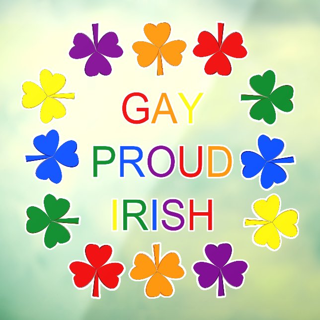 Gay Proud Irish LGBT Rainbow Shamrocks Window Cling (Sheet 3)