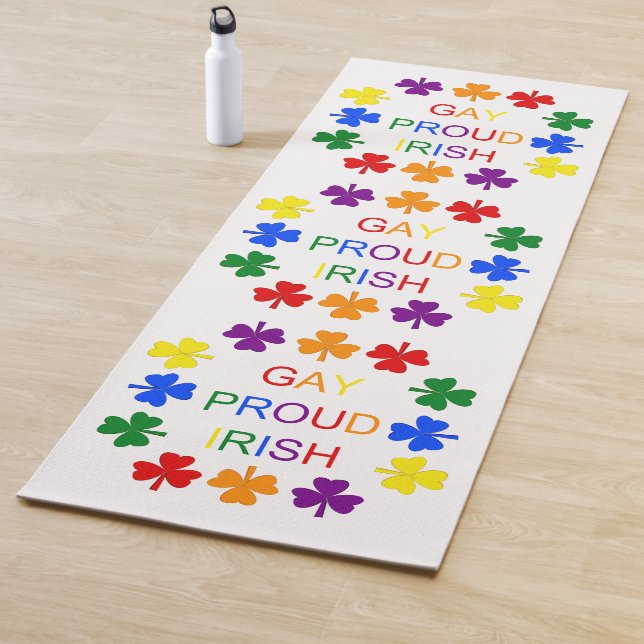 Gay Proud Irish LGBT Rainbow Shamrocks Yoga Mat (In Situ)