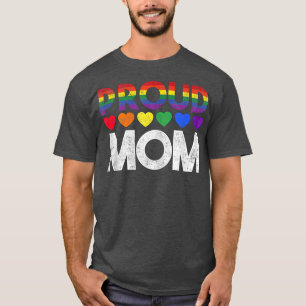 Gay Proud Mum LGBT Pride LGBT Rainbow American Fla T-Shirt
