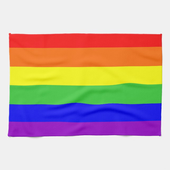gay proud rainbow colours flag homosexual tea towel (Horizontal)