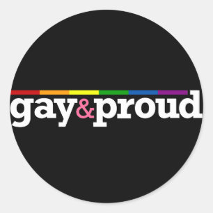 Gay&proud Round Black Sticker