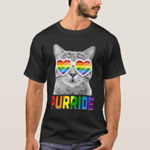 Gay Purride Women Men Lgbt Cat Dad Cat Mum Purride T-Shirt