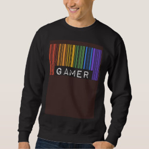 Gay Queer Barcode Pride Gamer Video Games Aestheti Sweatshirt