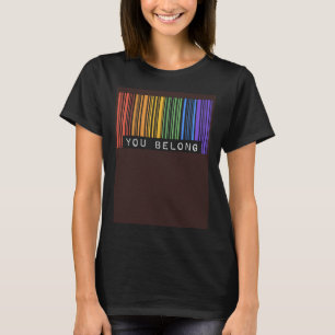 Gay Queer Barcode Pride You Belong Ally Aesthetic T-Shirt
