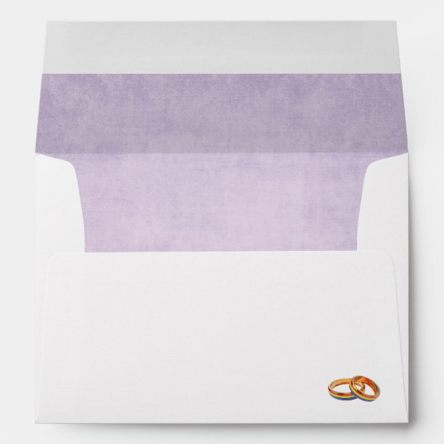 Gay Rainbow and Rings Wedding Envelope (Back (Bottom))