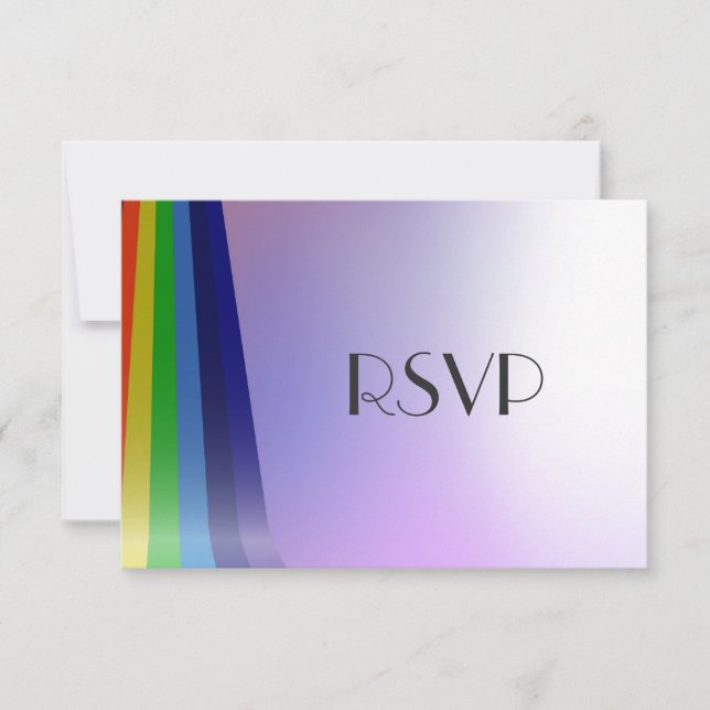 Gay Rainbow and Rings Wedding Invitation RSVP (Front)