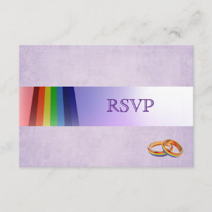 Gay Rainbow and Rings Wedding RSVP