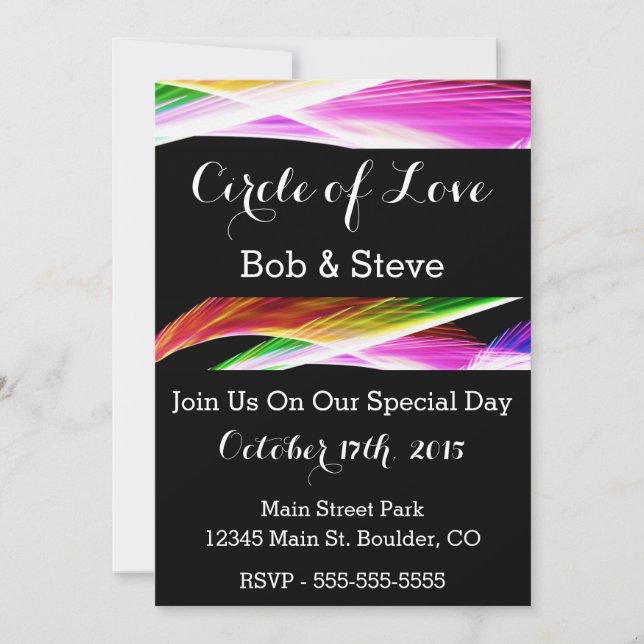 Gay Rainbow Art Wedding Invitation (Front)