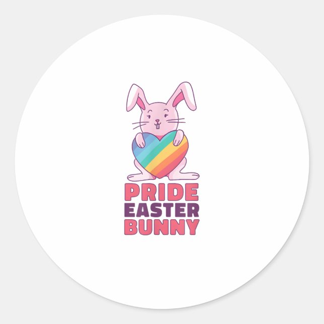 Gay Rainbow design Bunny for Pride Easter Rabbit c Classic Round Sticker (Front)