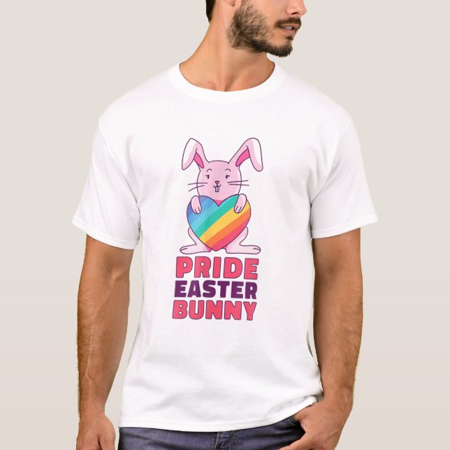 Gay Rainbow Design Bunny For Pride Easter Rabbit C T-Shirt (Front)