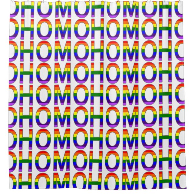Gay Rainbow Flag Colours Homo Shower Curtain (Front)