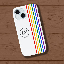 Gay Rainbow Flag Stripes Personalised Initials iPhone 15 Case