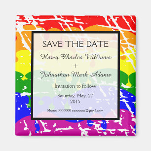 Gay Rainbow Freedom Flag  Wedding Save the Date Magnet