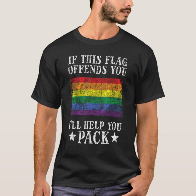 Gay Rainbow If This Flag Offend You Pride Lgbt Men T-Shirt (Front)