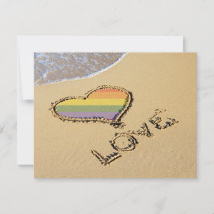 Gay Rainbow Love Heart In The Sand Invitation