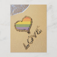 Gay Rainbow Love Heart In The Sand