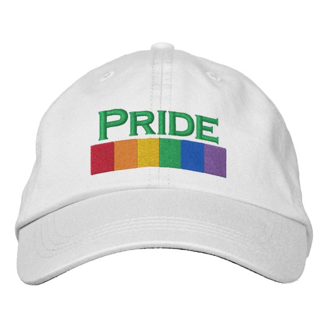 Gay Rainbow Pride Flag Strip Embroidered Hat (Front)