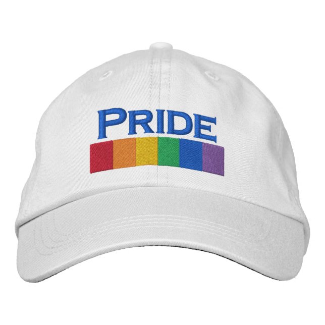 Gay Rainbow Pride Flag Strip Embroidered Hat (Front)