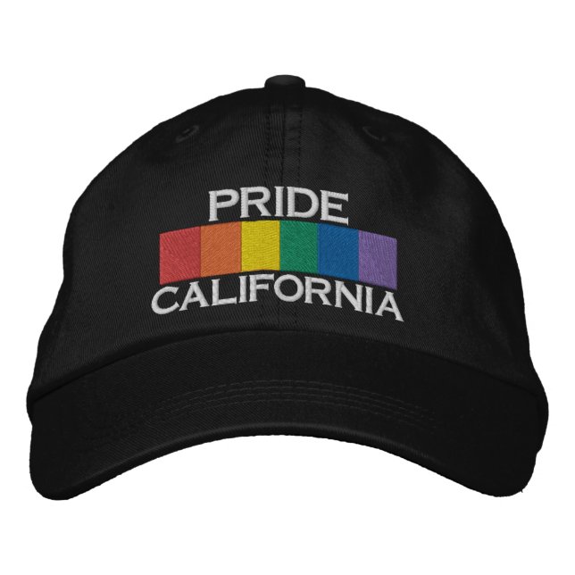 Gay Rainbow Pride Flag Strip Personalised Embroidered Hat (Front)