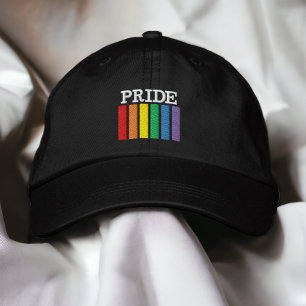 Gay Rainbow Pride Flag Stripes Personalised Embroidered Hat