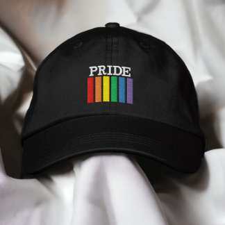 Gay Rainbow Pride Flag Stripes Personalised Embroidered Hat
