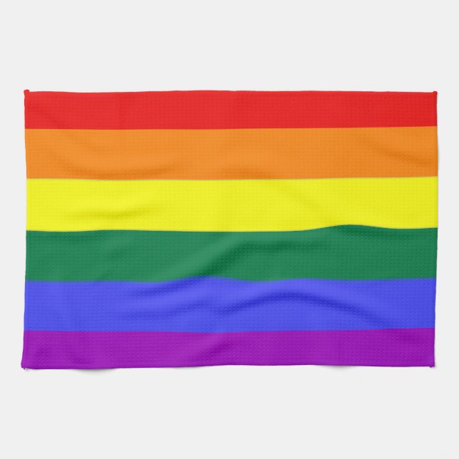 Gay Rainbow Pride Flag Tea Towel (Horizontal)