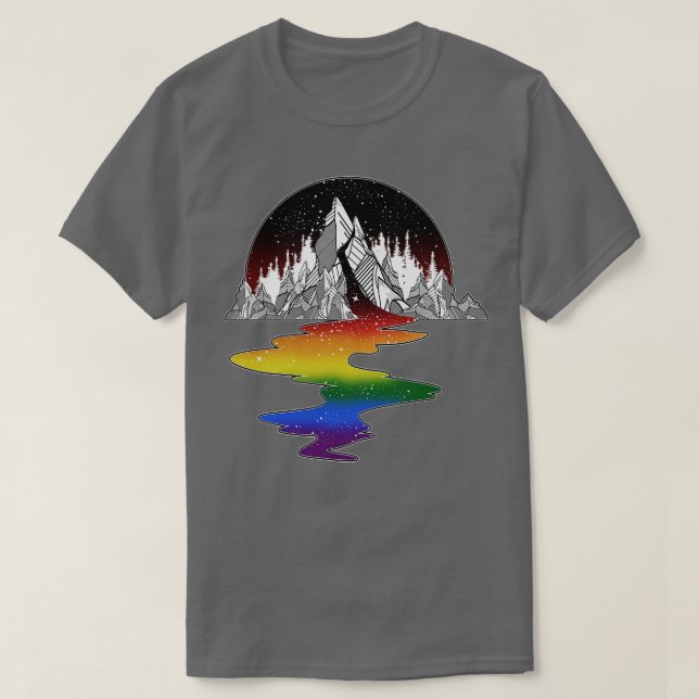 Gay Rainbow River Mountain T-Shirt (Design Front)