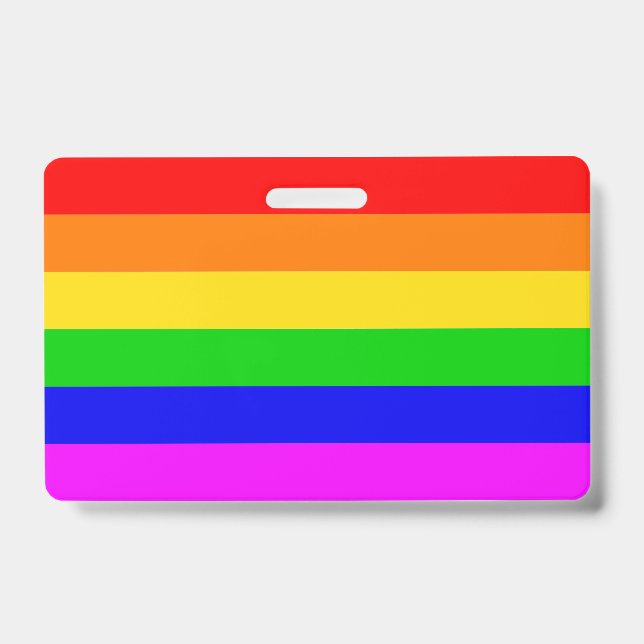 Gay Rainbow Transgender Rainbow Flag ID Badge (Front)