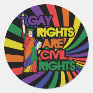 Gay rights are civil rights classic round sticker