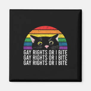 Gay Rights Or I Bite Lgbt Cat Ally Pride Month Men Magnet