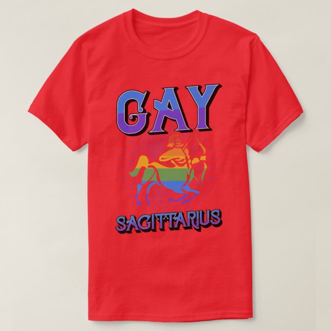 Gay Sagittarius Zodiac Sign Birthday Horoscope Con T-Shirt (Design Front)