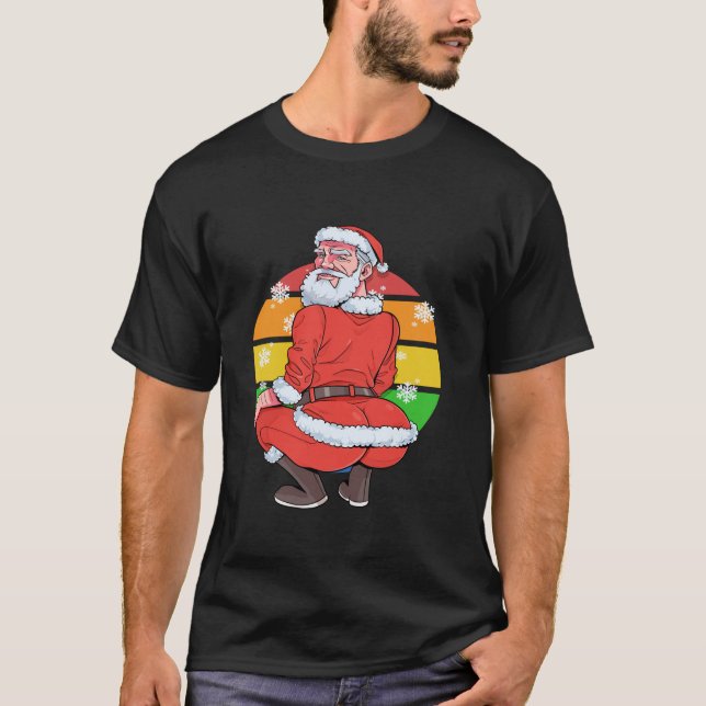 Gay Santa Claus Beard LGBTQ Christmas Xmas Twerk T-Shirt (Front)