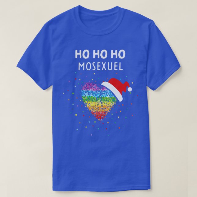Gay Santa Hat Rainbow Colours Queer T-Shirt (Design Front)