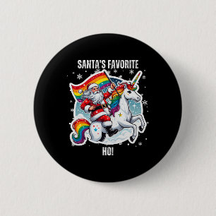 Gay Santa Riding Unicorn Favourite Ho Funny Lgbt C 6 Cm Round Badge