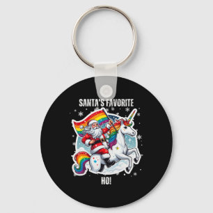 Gay Santa Riding Unicorn Favourite Ho Funny Lgbt C Key Ring