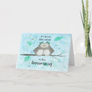 Gay Sister & Wife Anniversary Cute Lovebirds Card