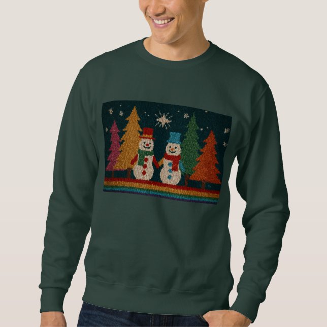 Gay Snowman Sweatershirt, Ugly Christmas Sweater (Front)