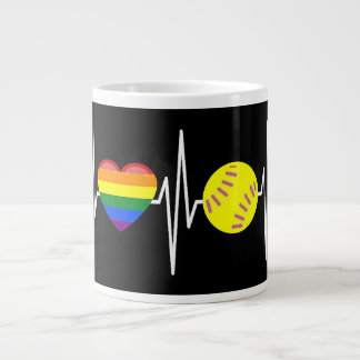 Gay Softball Shirt Softball Player Gay Pride LGBTQ Large Coffee Mug