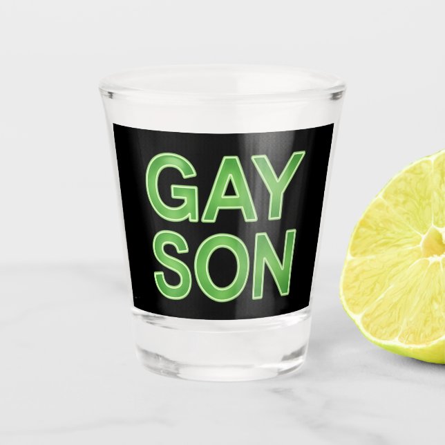 Gay Son Funny LGBTQ Pride Shot Glass (Front)