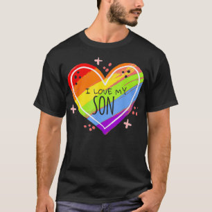 Gay Son LGBTQ I Love You Proud Rainbow Heart  T-Shirt