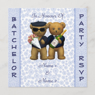 Gay Stag Party - Blue Teddy Bears invitation
