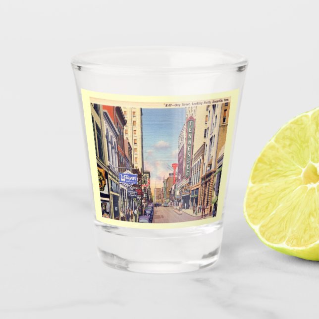 Gay Street, Knoxville, Tennessee Vintage Shot Glass (Front)