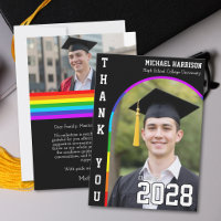 Gay Student Pride Rainbow Black Grad Thank You