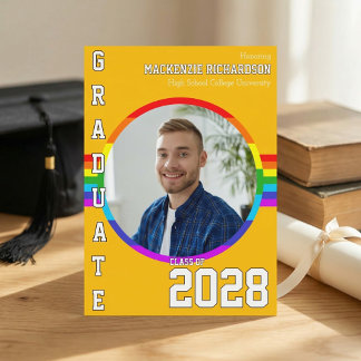 Gay Student Pride Rainbow Graduation Announcement 