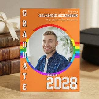 Gay Student Pride Rainbow Graduation Announcement 