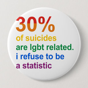 Gay Suicide - I refuse to be a statistic 10 Cm Round Badge