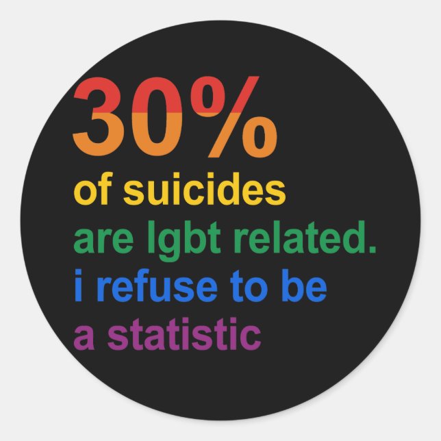 Gay Suicide - I refuse to be a statistic Classic Round Sticker (Front)