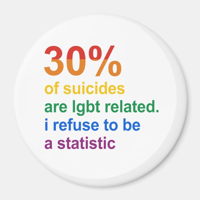Gay Suicide - I refuse to be a statistic Magnet (Front)