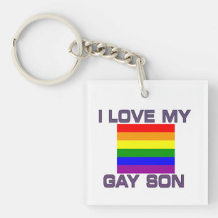 Gay Support l love my gay son rainbow flag Key Ring