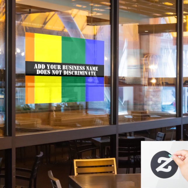 Gay Support Our Business Does Not Discriminate Window Cling (Restaurant Window)